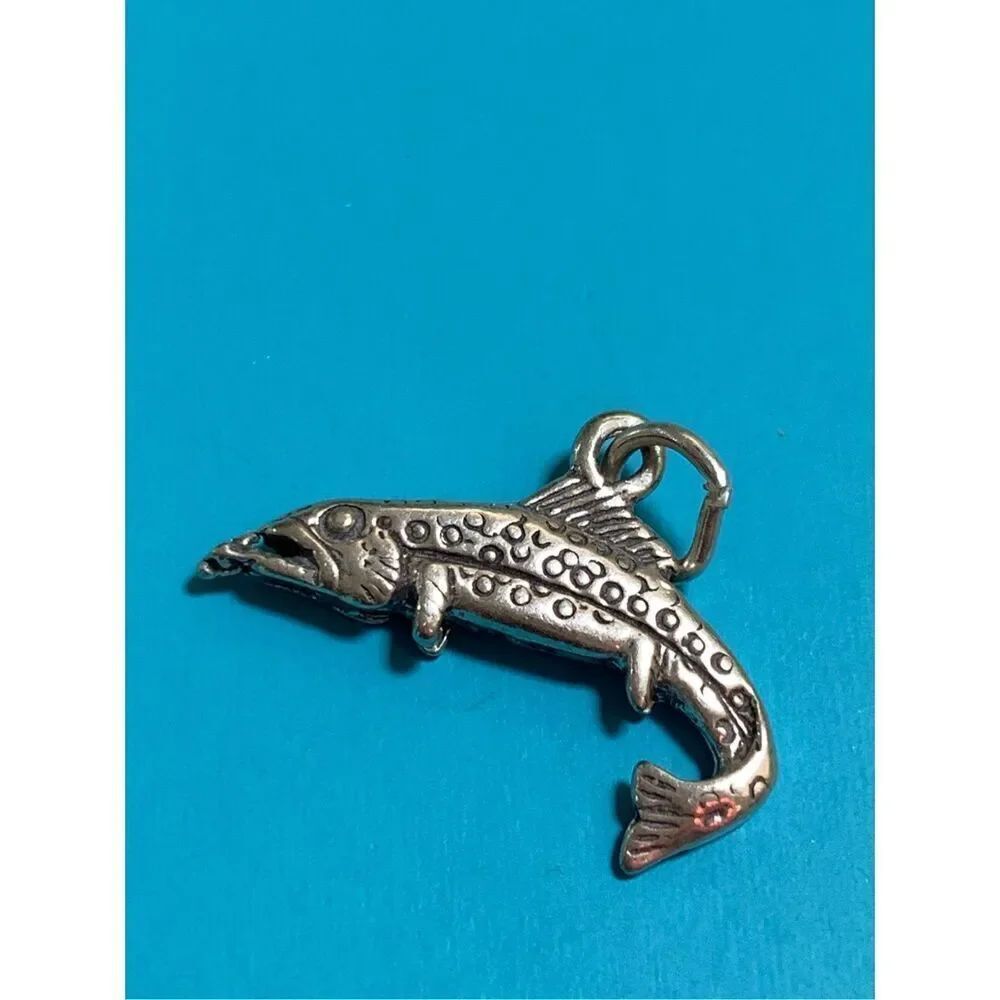 .925 Fish Trout Sterling Silver Jewelry Charm #sea life